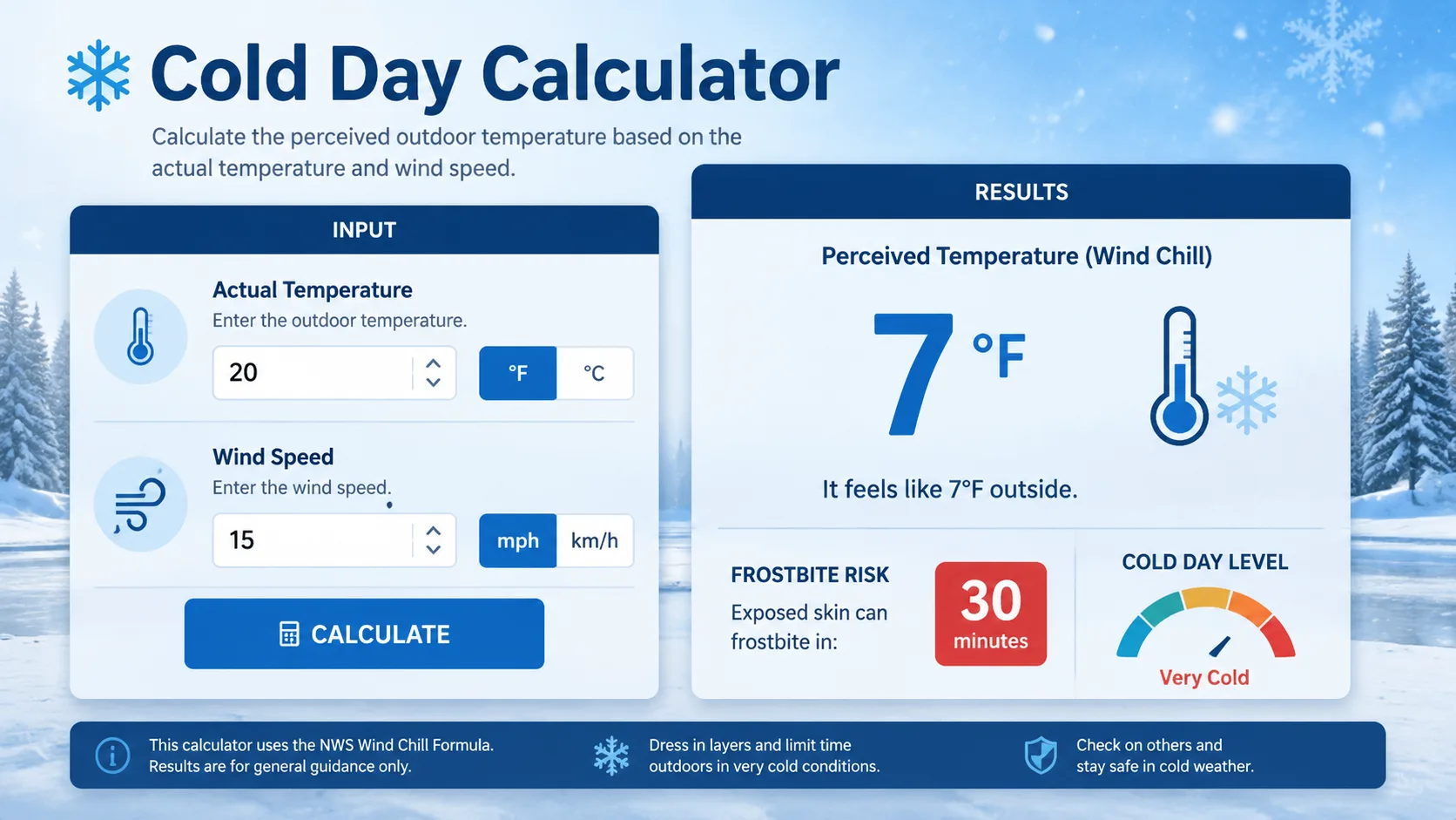 Cold Day Calculator: Check Wind Chill, Frostbite Risk and School Closure Odds