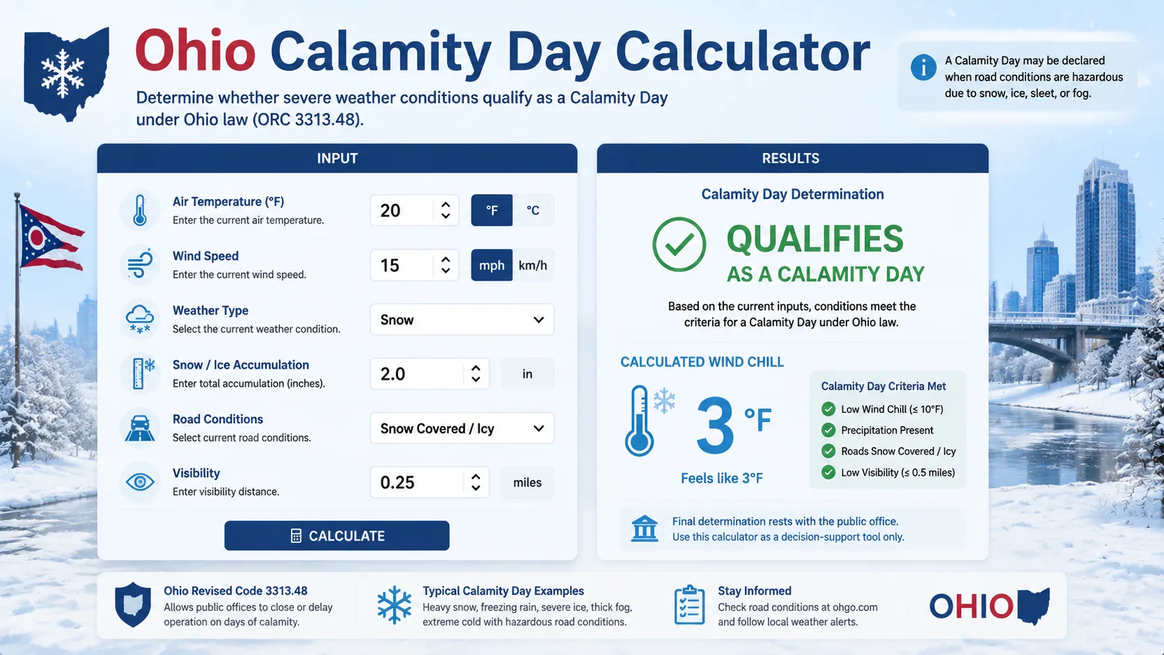 Ohio Calamity Day Calculator: How Snow Day Hours Really Work in 2026