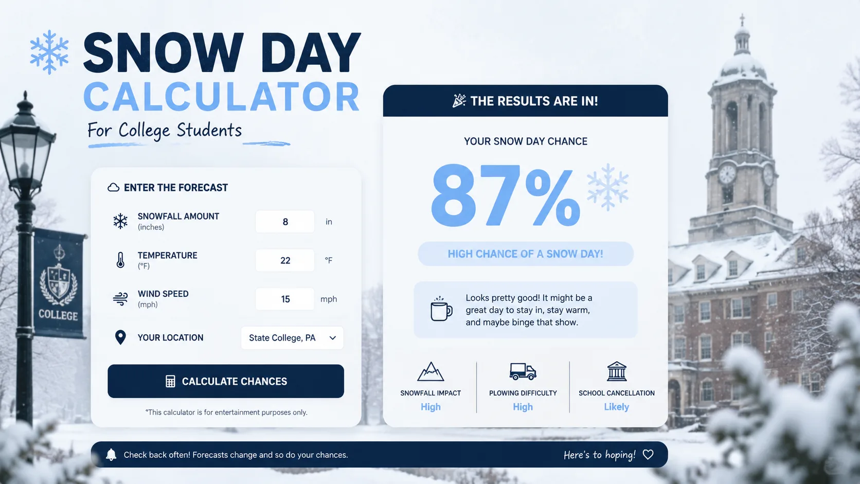 Snow Day Calculator for College Students