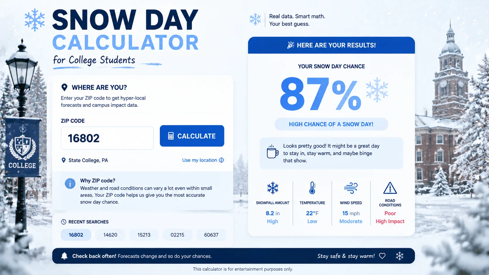 Snow Day Calculator by Zip Code: 2026 School Closure Predictor