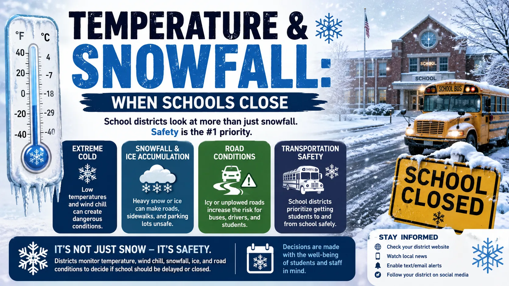 Temperature and Snowfall Levels That Close Schools